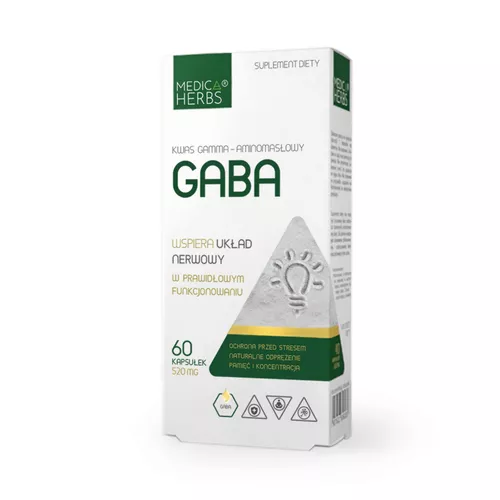 Medica Herbs Kwas Gamma-Aminomasłowy Gaba 520 mg, 60 kapsułek