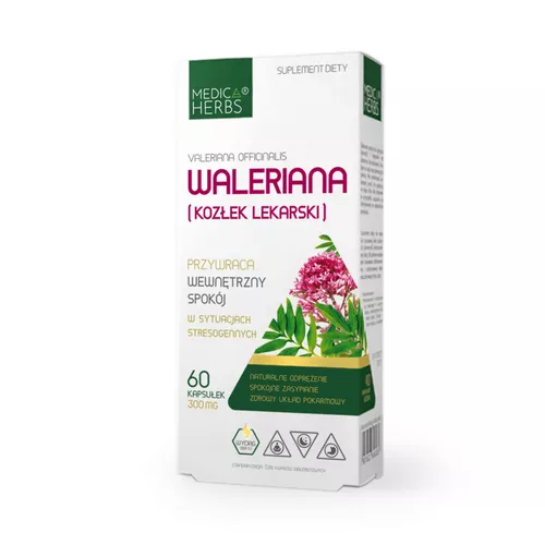 Medica Herbs Waleriana (Kozłek Lekarski) 300 mg, 60 kapsułek