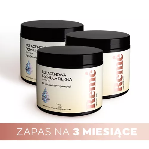 ZESTAW: Reme - Kolagenowa Formuła Piękna o smaku neutralnym, zdrowie skóry, włosów i paznokci, 3 x 150 g