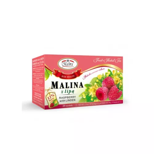 Malwa - herbatka ziołowo-owocowa, malina z lipą, 20 saszetek