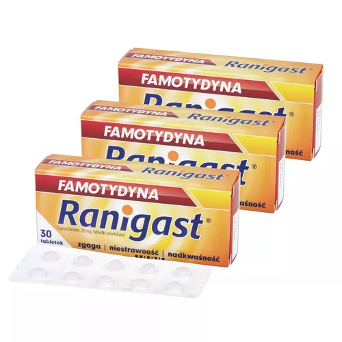 ZESTAW: 3 x Ranigast Famotydyna 20 mg, 20 tabletek
