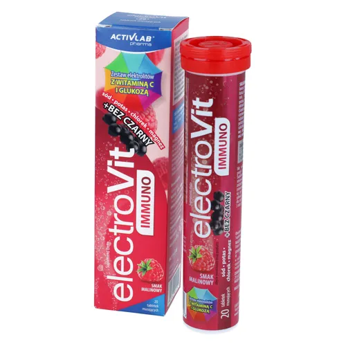 Activlab ElectroVit Immuno, smak malinowy, 20 tabletek musujących
