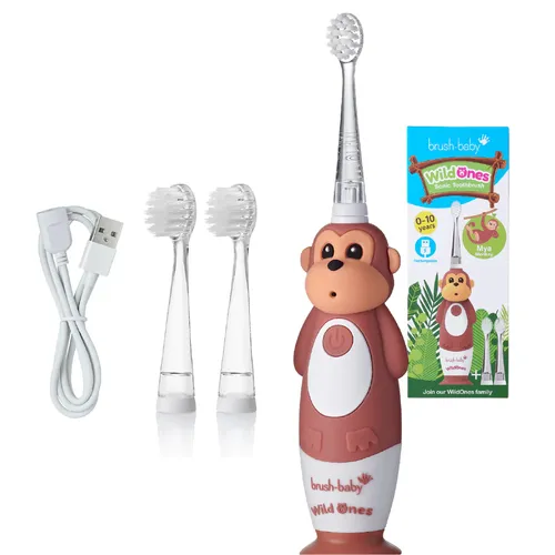 BRUSH-BABY - WildOnes, soniczna szczoteczka do zębów, MAŁPKA, 1 sztuka