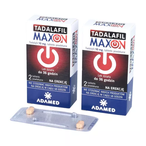 ZESTAW: 2 x TADALAFIL MAXON - na zaburzenia erekcji, 10 mg tadalafilu, 2 tabletki