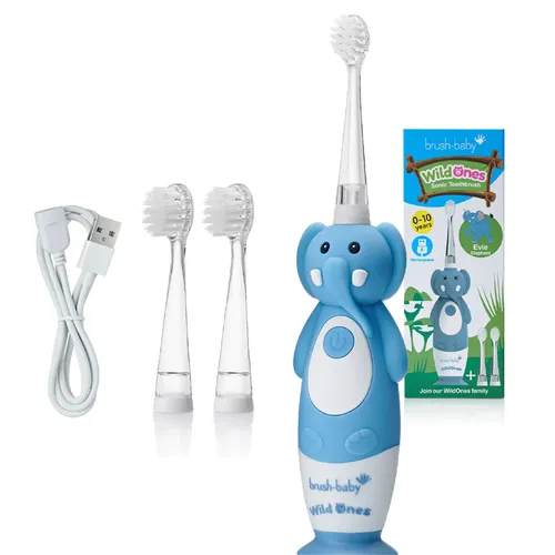 BRUSH-BABY - WildOnes, soniczna szczoteczka do zębów, SŁOŃ, 1 sztuka