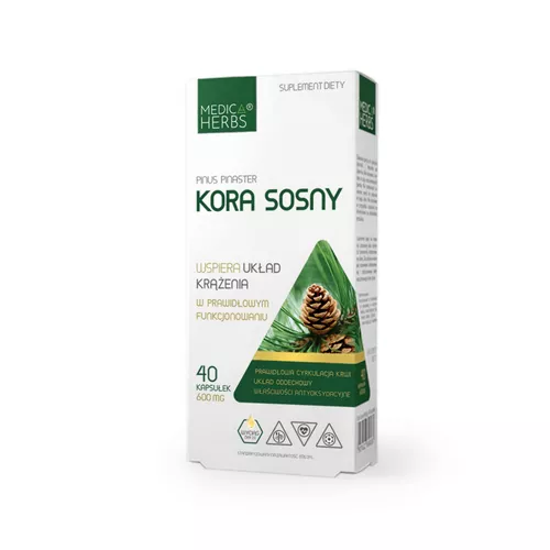 Medica Herbs Kora sosny 600 mg, 40 kapsułek
