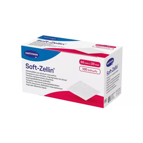 Soft-Zellin - gaziki do dezynfekcji nasączone alkoholem, 60 mm x 30 mm, 100 sztuk