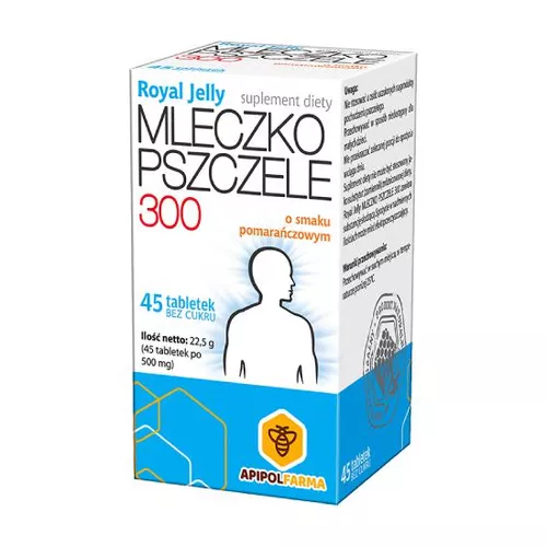 Royal Jelly Mleczko pszczele, smak pomarańczowy, 45 tabletek do ssania