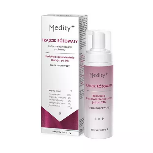 Medity+ - krem naprawczy na noc, na trądzik różowaty, 50 ml