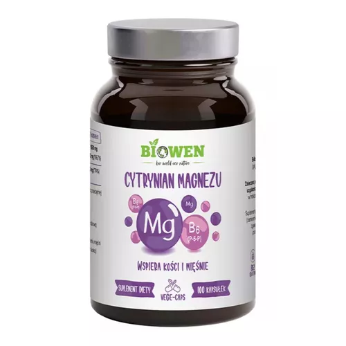 Biowen Cytrynian magnezu z B6, 100 kapsułek