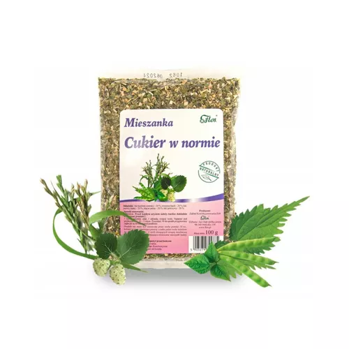 Flos - Mieszanka Cukier w normie, wsparcie prawidłowego poziomu cukru we krwi, 100 g