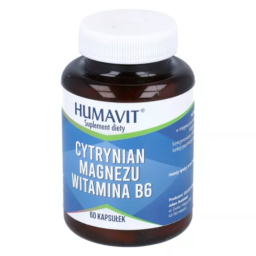 Humavit, Cytrynian Magnezu + Witamina B6, 60 kapsułek