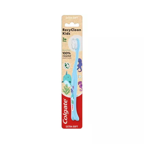 Colgate RecyClean Kids -  szczoteczka do zębów dla dzieci 3+ lata, bardzo miękka, 1 sztuka