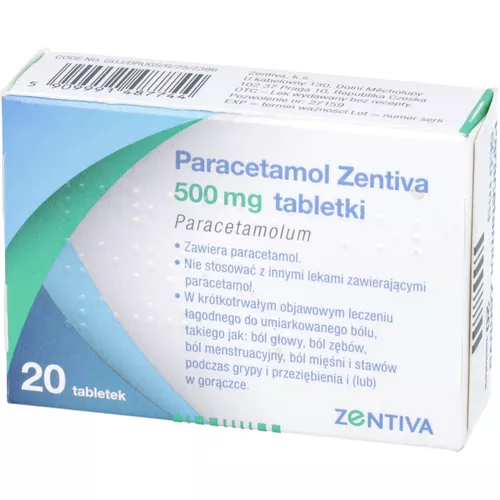 Paracetamol Zentiva 500 mg, 20 tabletek