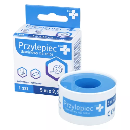Zdrowe Korzyści - Plus+, przylepiec tkaninowy, 5 m x 2,5 cm, 1 sztuka