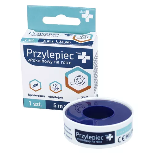 Zdrowe Korzyści - Plus+, przylepiec włókninowy, 5 m x 1,25 cm, 1 sztuka