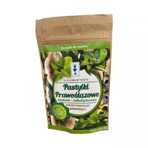 Planta Pastylki prawoślazowe do ssania miętowo eukaliptusowe, bez cukru, 80 g