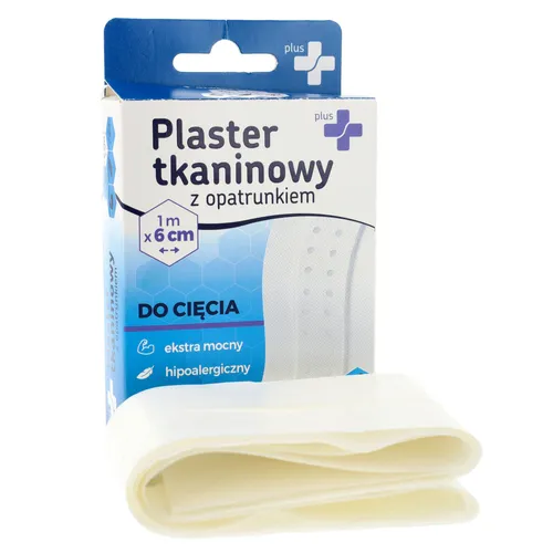 Zdrowe Korzyści - Plus+, plaster tkaninowy, 1 m x 6 cm, 1 sztuka