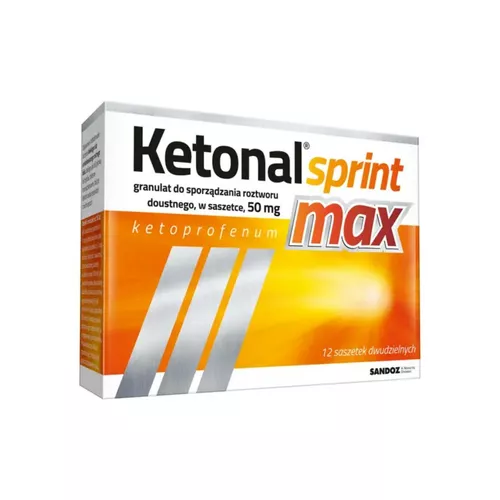 Ketonal Sprint Max 50 mg, granulat do sporządzania roztworu doustnego, 12 saszetek