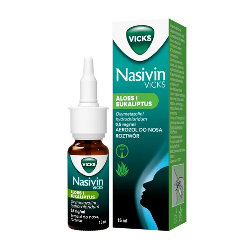 Nasivin Sinex Aloes i Eukaliptus,0,5mg/ml, aerozol do nosa, 15 ml
