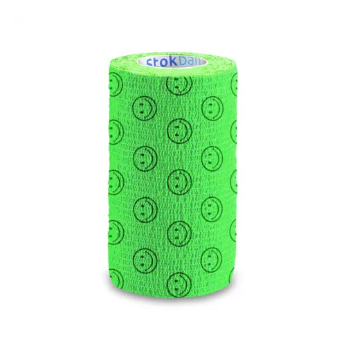 StokBan - samoprzylepny bandaż elastyczny zielony uśmiech, 10 cm x 4,5 m, 1 sztuka