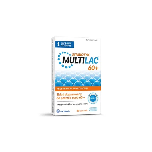 Multilac 60+ Synbiotyk (probiotyk + prebiotyk), 20 kapsułek