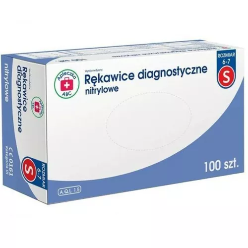 APTECZKA ABC - rękawice diagnostyczne nitrylowe, rozmiar S, 100 sztuk