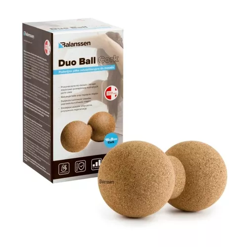 Balanssen Duo Ball Cork, podwójna korkowa piłka do masażu, 8x16 cm, 1 sztuka