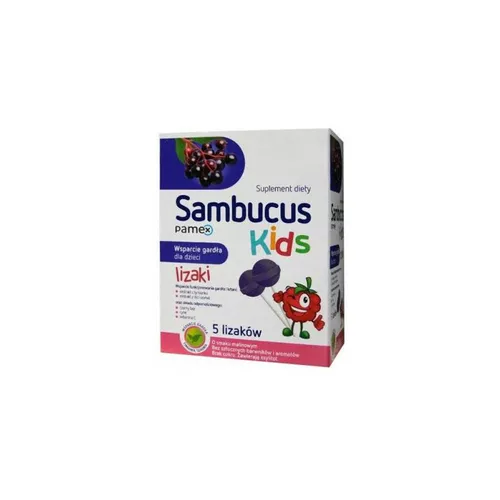 Sambucus Kids, lizaki o smaku malinowym, 5 sztuk