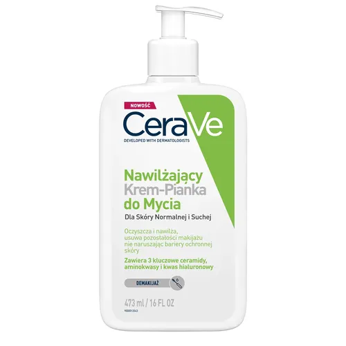 CeraVe - nawilżający krem-pianka do mycia, skóra normalna i sucha, 473 ml