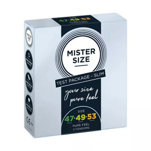 Mister Size - prezerwatywy dopasowane do rozmiaru 47mm, 49mm, 53mm, 3 sztuki