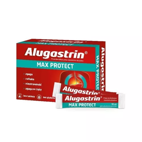 Alugastrin Max Protect, zawiesina doustna, 10 saszetek