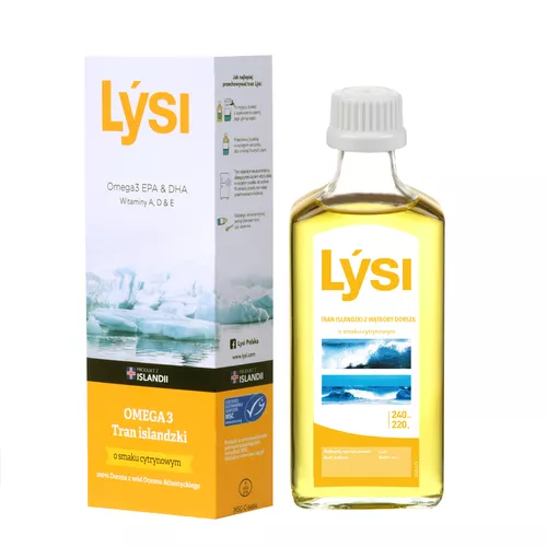 LYSI Tran islandzki, cytrynowy, 240 ml