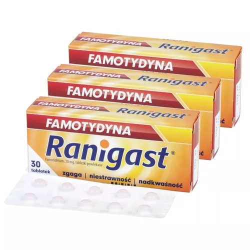 ZESTAW: 3 x Ranigast Famotydyna 20 mg, 30 tabletek