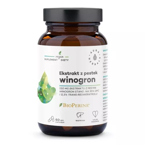 Aura Herbals ekstrakt z pestek winogron 550 mg, 60 kapsułek