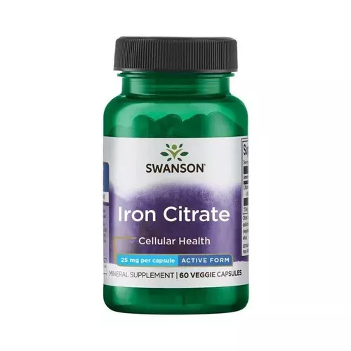 Swanson, Cytrynian Żelaza 25 mg, 60 kapsułek