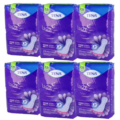 ZESTAW: 6 x TENA Lady Maxi Night - specjalistyczne podpaski na noc, 12 sztuk