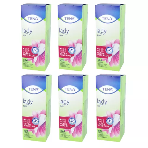 ZESTAW: 6 x TENA Lady Slim Ultra Mini Plus - wkładki anatomiczne, 24 sztuk