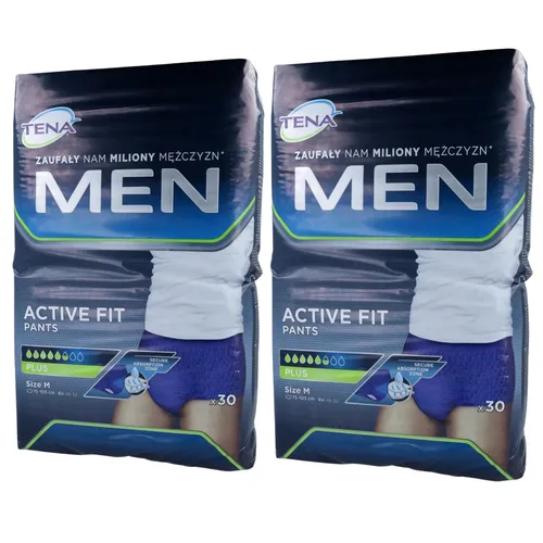 ZESTAW: 2 x TENA Men Pants Plus Blue - majtki chłonne, medium, level 2, 30 sztuk