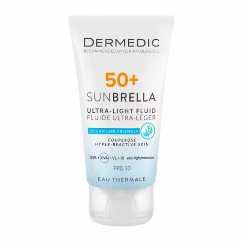 DERMEDIC SUNBRELLA - ultralekki krem ochronny do skóry naczynkowej SPF 50, 40 ml