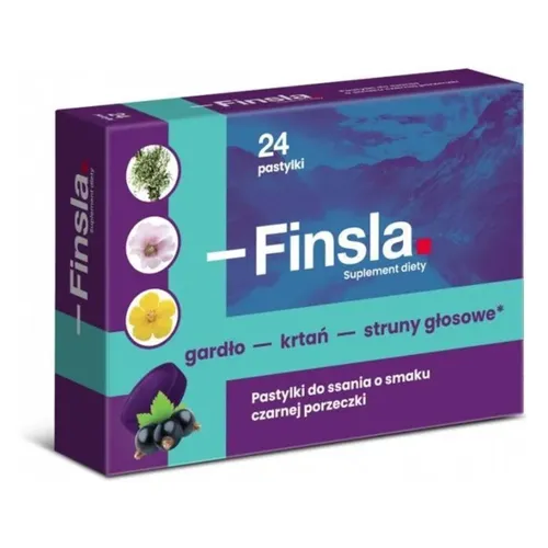 Finsla - pastylki do ssania o smaku czarnej porzeczki, 24 sztuki