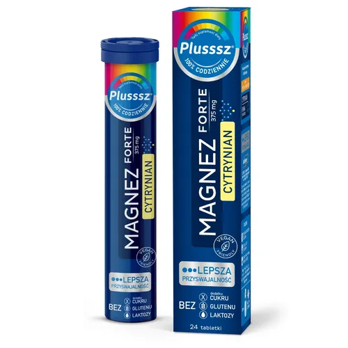 Plusssz Magnez Forte Cytrynian, 24 tabletki musujące