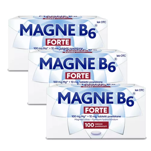 ZESTAW: 3 x Magne B6 Forte 100 mg + 10 mg, 100 tabletek powlekanych
