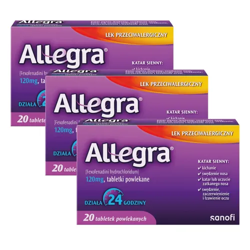 ZESTAW: 3 x Allegra 120 mg, 20 tabletek