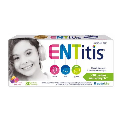 ENTitis, smak tutti frutti, 30 pastylek do ssania