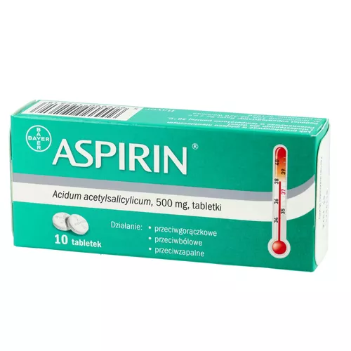 Aspirin 500 mg, 10 tabletek