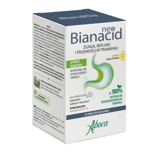 NeoBianacid Nadkwaśność i Refluks, smak cytrynowy, 45 tabletek do ssania