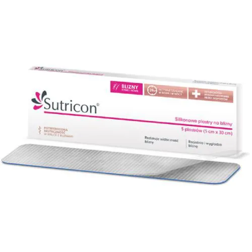 Sutricon - silikonowe plastry na blizny, 5x30 cm, 5 sztuk