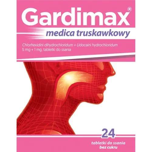 Gardimax medica 5mg + 1mg, smak truskawkowy, 24 tabletki do ssania