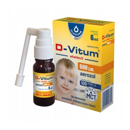 D-Vitum 600 j.m., witamina D dla niemowląt, aerozol, 6 ml
